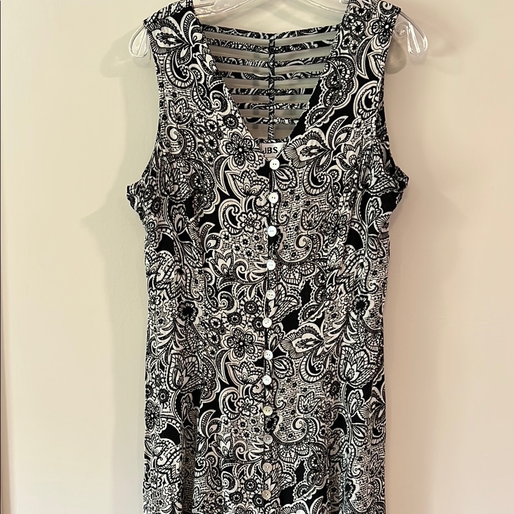 J.B.S. Black and White Sleeveless‎ Sundress - 16, vintage